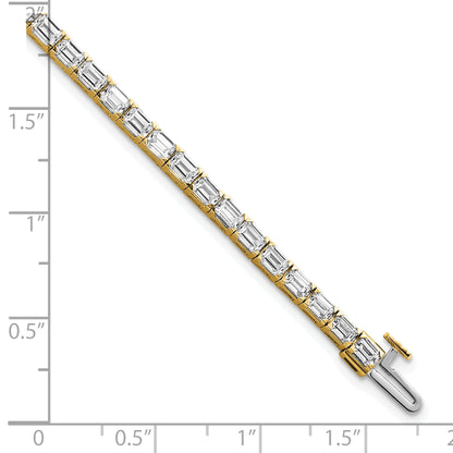14k Yellow Gold 7 Ct. Lab Grown Diamond VS/SI+ G+ Emerald Tennis Bracelet