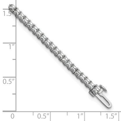14K White Gold 4Ctw Vs+ F+ Lab Grown Princess Diamond Tennis Bracelet