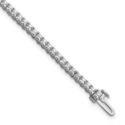 14K White Gold 4Ctw Vs+ F+ Lab Grown Princess Diamond Tennis Bracelet