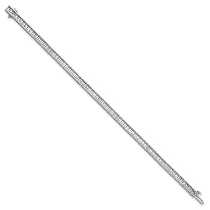 14K White Gold 7 3/8 Carat Certified Lab Grown Diamond Vs+ F+ Emerald Bezel Set Tennis Bracelet