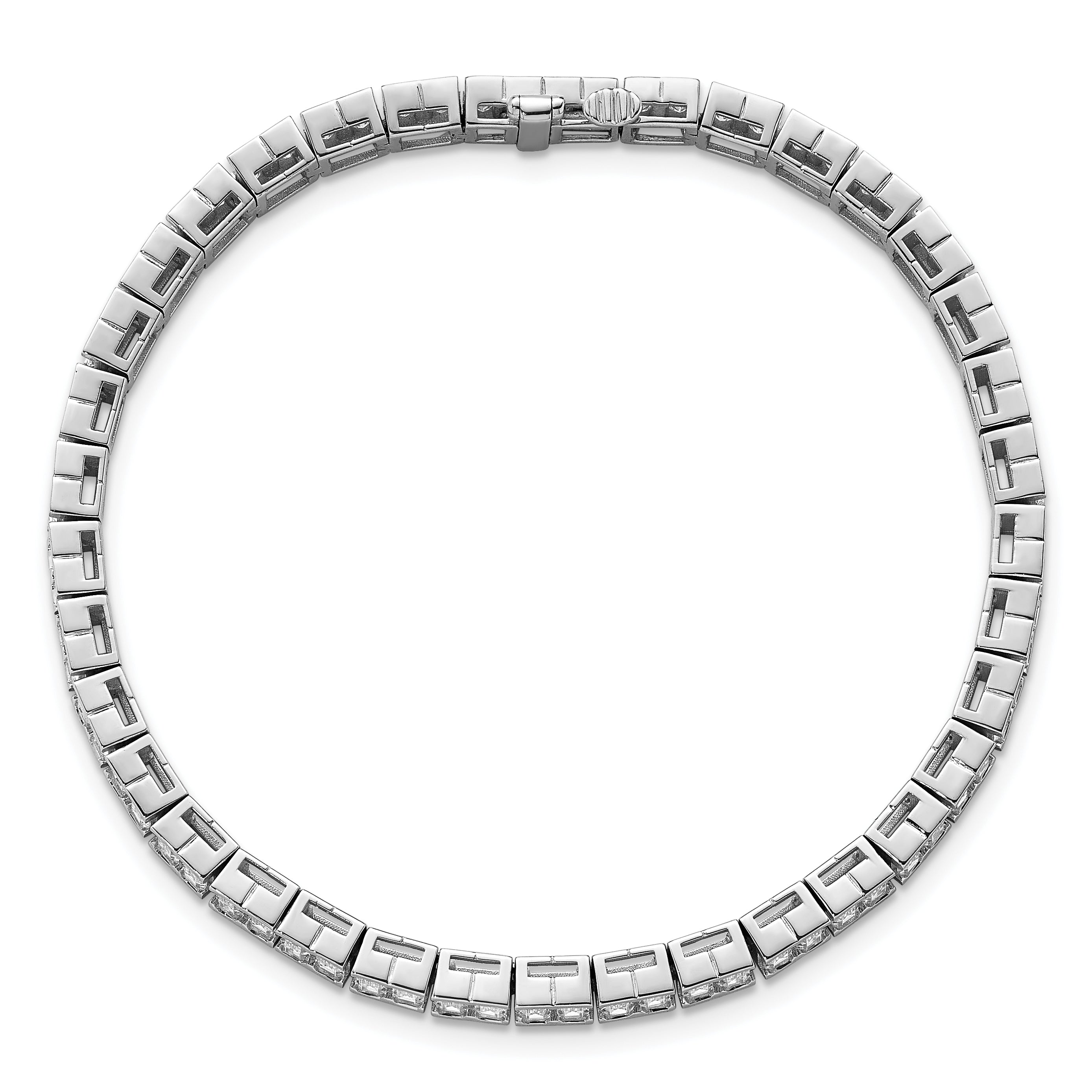 14K White Gold 7 3/8 Carat Certified Lab Grown Diamond Vs+ F+ Emerald Bezel Set Tennis Bracelet