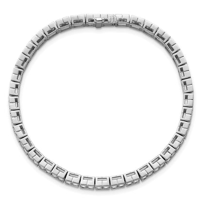 14K White Gold 7 3/8 Carat Lab Grown Diamond Vs+ F+ Emerald Bezel Set Tennis Bracelet