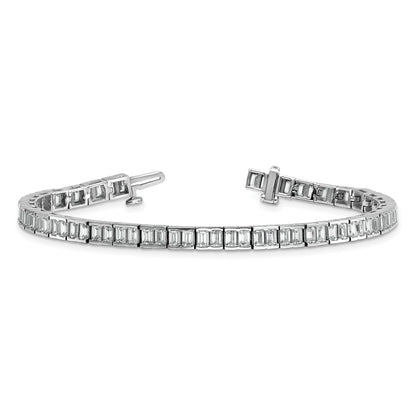 14K White Gold 7 3/8 Carat Certified Lab Grown Diamond Vs+ F+ Emerald Bezel Set Tennis Bracelet