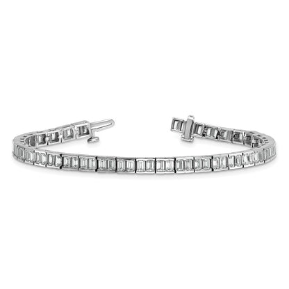 14K White Gold 7 3/8 Carat Lab Grown Diamond Vs+ F+ Emerald Bezel Set Tennis Bracelet