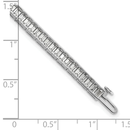 14K White Gold 7 3/8 Carat Certified Lab Grown Diamond Vs+ F+ Emerald Bezel Set Tennis Bracelet