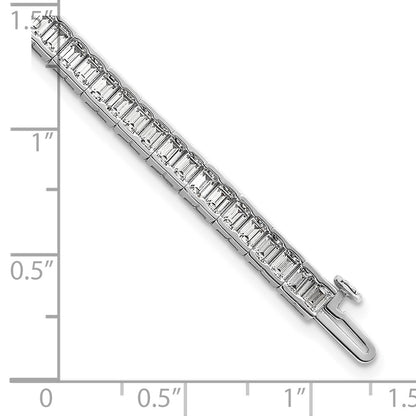 14K White Gold 7 3/8 Carat Lab Grown Diamond Vs+ F+ Emerald Bezel Set Tennis Bracelet