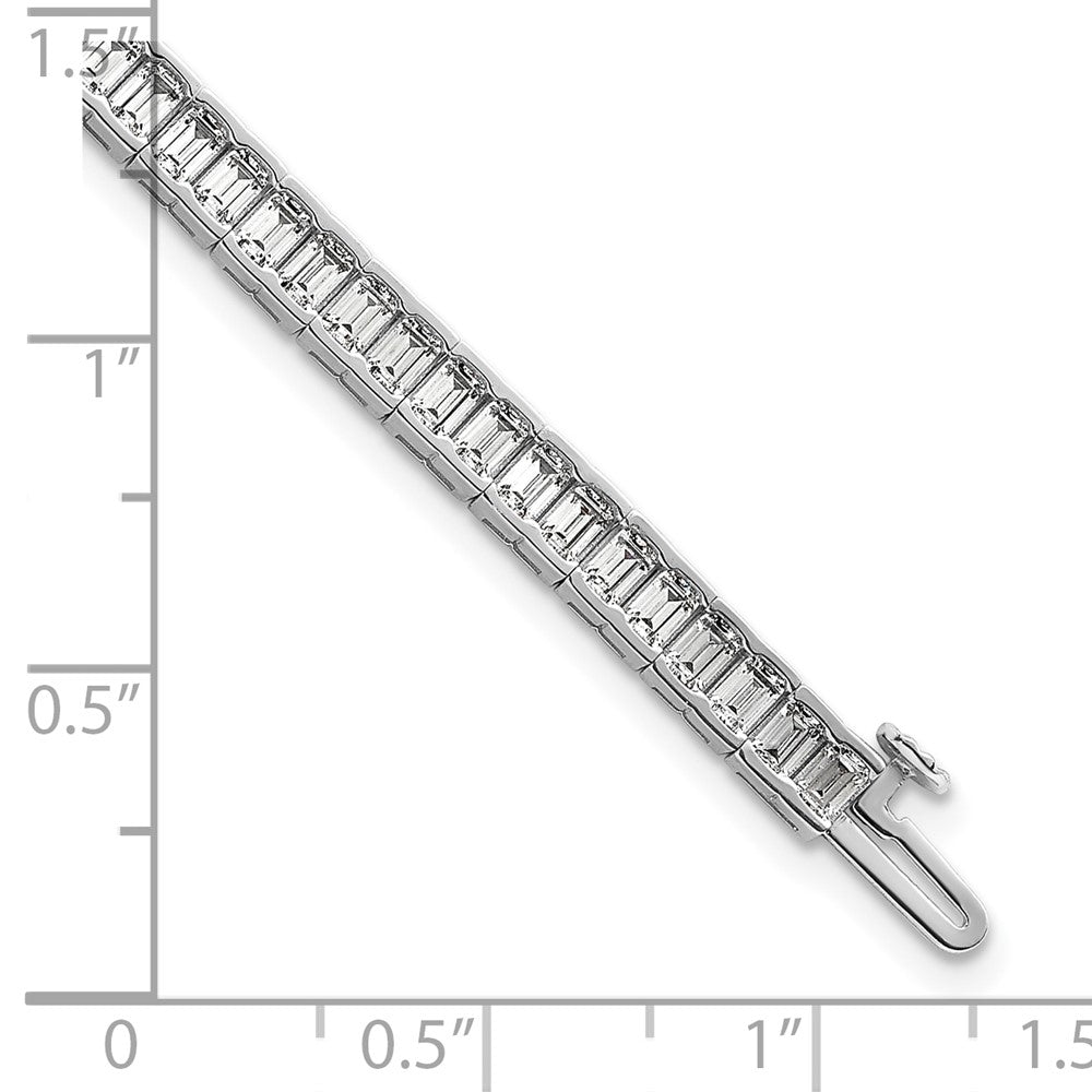 14K White Gold 7 3/8 Carat Lab Grown Diamond Vs/Si+ G+ Emerald Bezel Set Tennis Bracelet