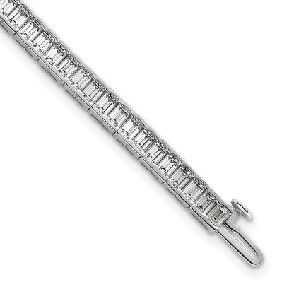 14K White Gold 7 3/8 Carat Lab Grown Diamond Vs+ F+ Emerald Bezel Set Tennis Bracelet