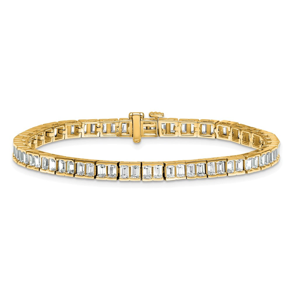14K Yellow Gold 7 3/8 Carat Certified Lab Grown Diamond Vs/Si+ G+ Emerald Bezel Set Tennis Bracelet
