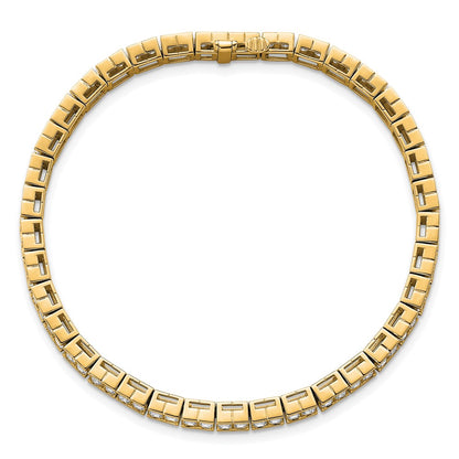 14K Yellow Gold 7 3/8 Carat Lab Grown Diamond Vs+ F+ Emerald Bezel Set Tennis Bracelet