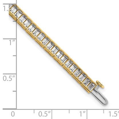 14K Yellow Gold 7 3/8 Carat Lab Grown Diamond Vs/Si+ G+ Emerald Bezel Set Tennis Bracelet