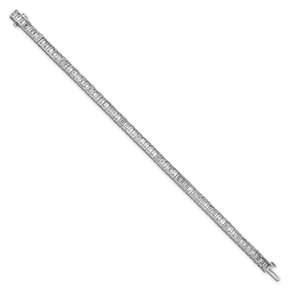 14K White Gold 10 Carat Certified Lab Grown Diamond Vs/Si+ G+ Emerald Bezel Set Tennis Bracelet