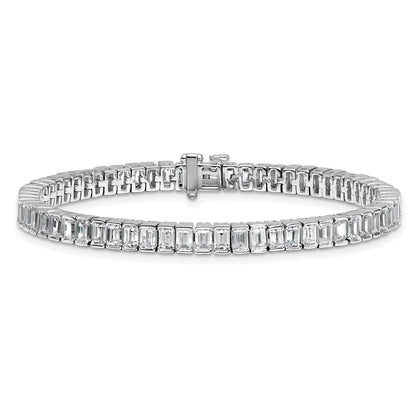 14K White Gold 10 Carat Certified Lab Grown Diamond Vs/Si+ G+ Emerald Bezel Set Tennis Bracelet
