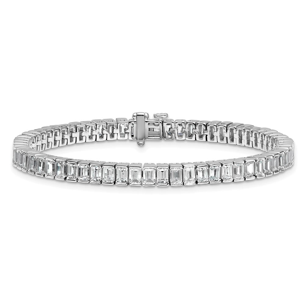 14K White Gold 10 Carat Lab Grown Diamond Vs+ F+ Emerald Bezel Set Tennis Bracelet