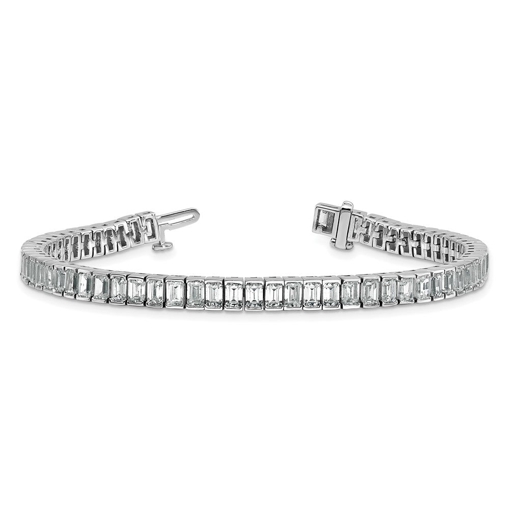 14K White Gold 10 Carat Certified Lab Grown Diamond Vs+ F+ Emerald Bezel Set Tennis Bracelet