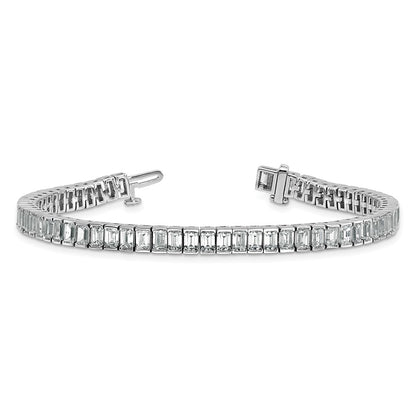 14K White Gold 10 Carat Certified Lab Grown Diamond Vs+ F+ Emerald Bezel Set Tennis Bracelet