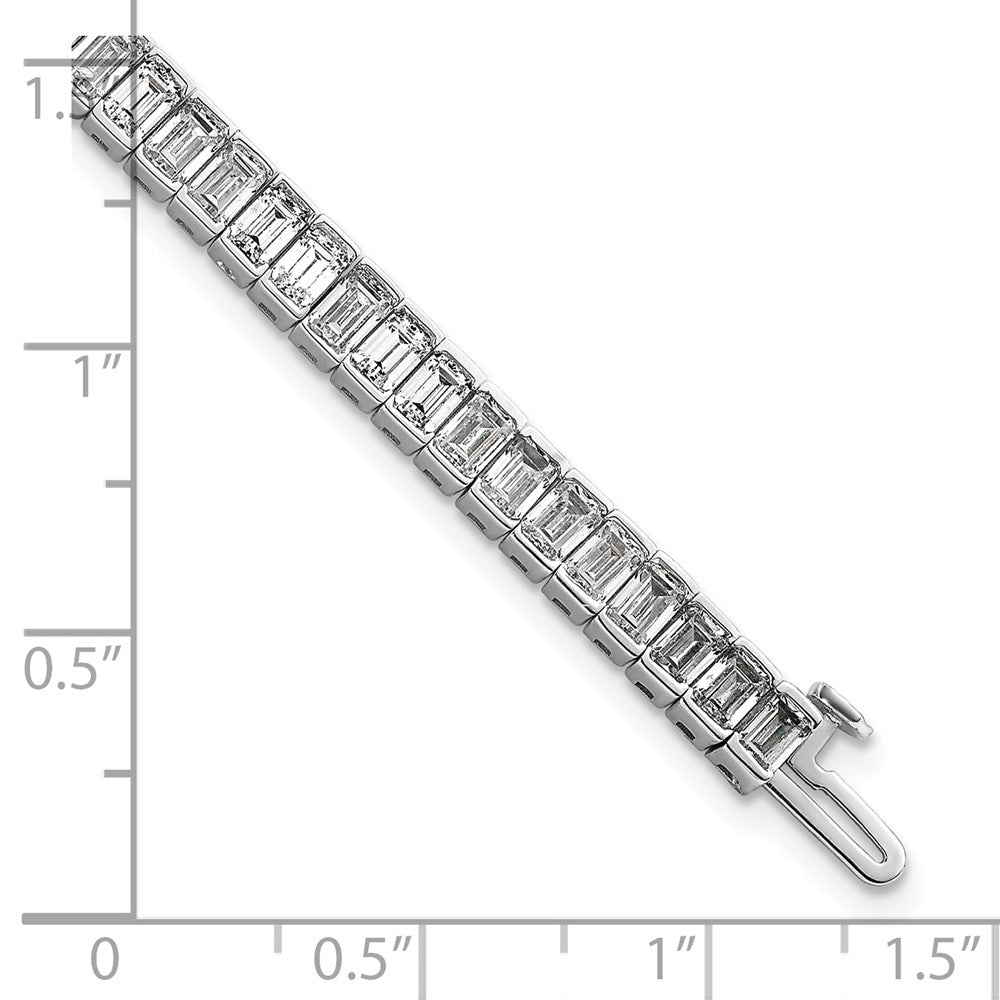 14K White Gold 10 Carat Certified Lab Grown Diamond Vs/Si+ G+ Emerald Bezel Set Tennis Bracelet