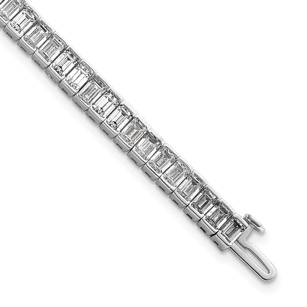 14K White Gold 10 Carat Lab Grown Diamond Vs+ F+ Emerald Bezel Set Tennis Bracelet