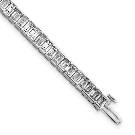 14K White Gold 10 Carat Lab Grown Diamond Vs+ F+ Emerald Bezel Set Tennis Bracelet