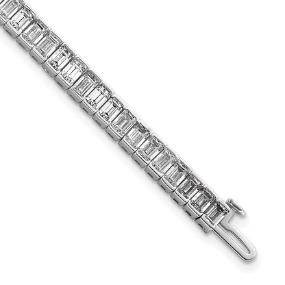 14K White Gold 10 Carat Certified Lab Grown Diamond Vs+ F+ Emerald Bezel Set Tennis Bracelet