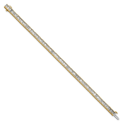 14K Yellow Gold 10 Carat Certified Lab Grown Diamond Vs/Si+ G+ Emerald Bezel Set Tennis Bracelet