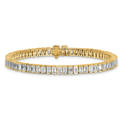 14K Yellow Gold 10 Carat Certified Lab Grown Diamond Vs/Si+ G+ Emerald Bezel Set Tennis Bracelet