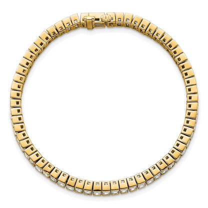 14K Yellow Gold 10 Carat Certified Lab Grown Diamond Vs+ F+ Emerald Bezel Set Tennis Bracelet