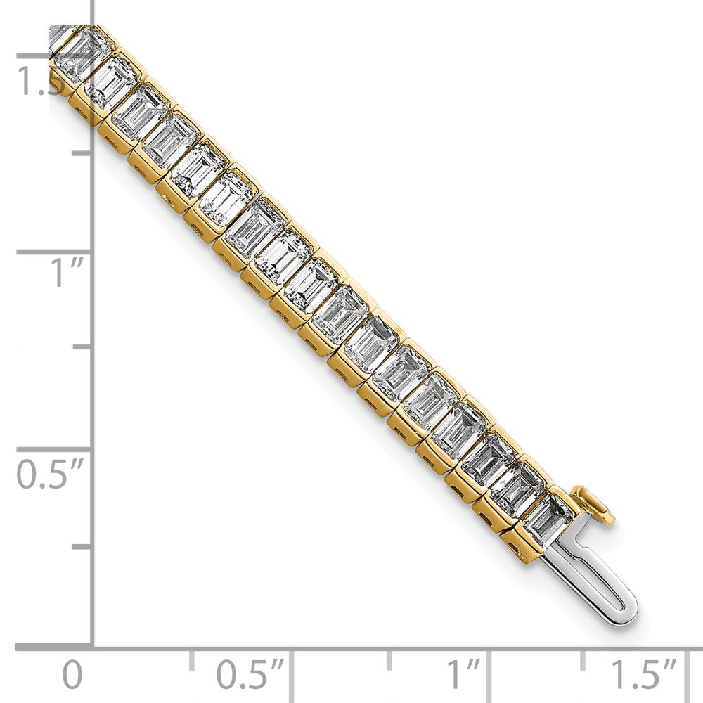 14K Yellow Gold 10 Carat Certified Lab Grown Diamond Vs/Si+ G+ Emerald Bezel Set Tennis Bracelet