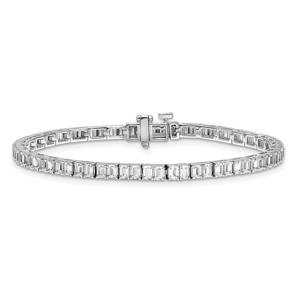 14K White Gold 7 Carat Certified Lab Grown Diamond Vs+ F+ Emerald Bezel Set Tennis Bracelet