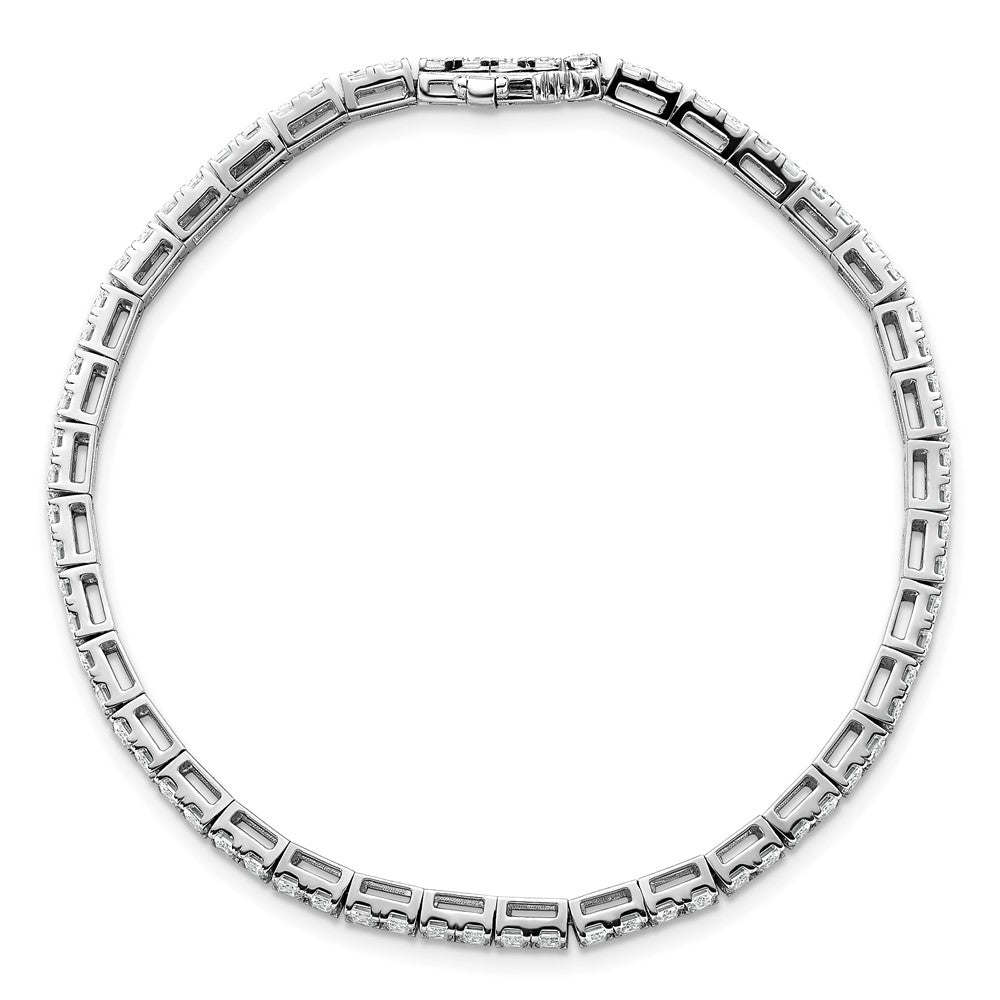 14K White Gold 7 Carat Certified Lab Grown Diamond Vs/Si+ G+ Emerald Bezel Set Tennis Bracelet