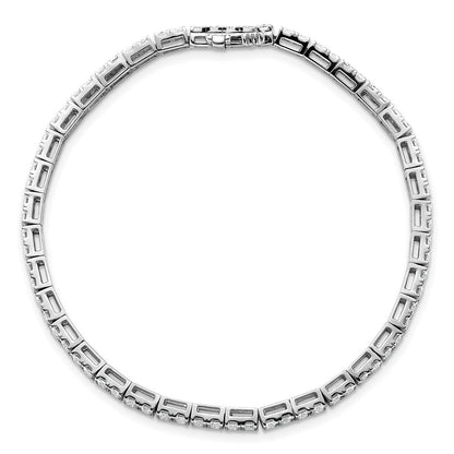 14K White Gold 7 Carat Certified Lab Grown Diamond Vs+ F+ Emerald Bezel Set Tennis Bracelet