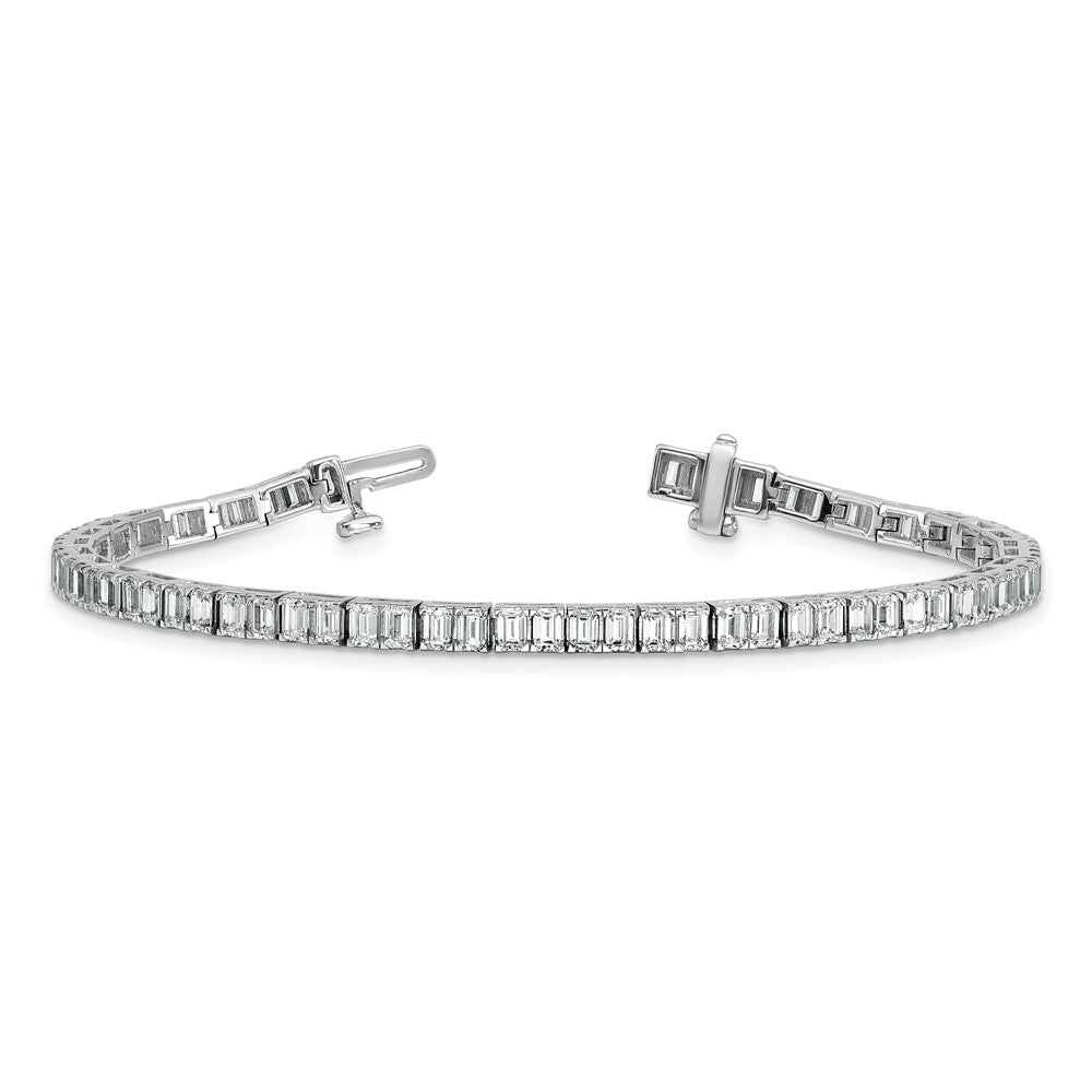 14K White Gold 7 Carat Certified Lab Grown Diamond Vs+ F+ Emerald Bezel Set Tennis Bracelet