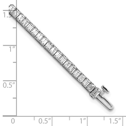 14K White Gold 7 Carat Lab Grown Diamond Vs+ F+ Emerald Bezel Set Tennis Bracelet