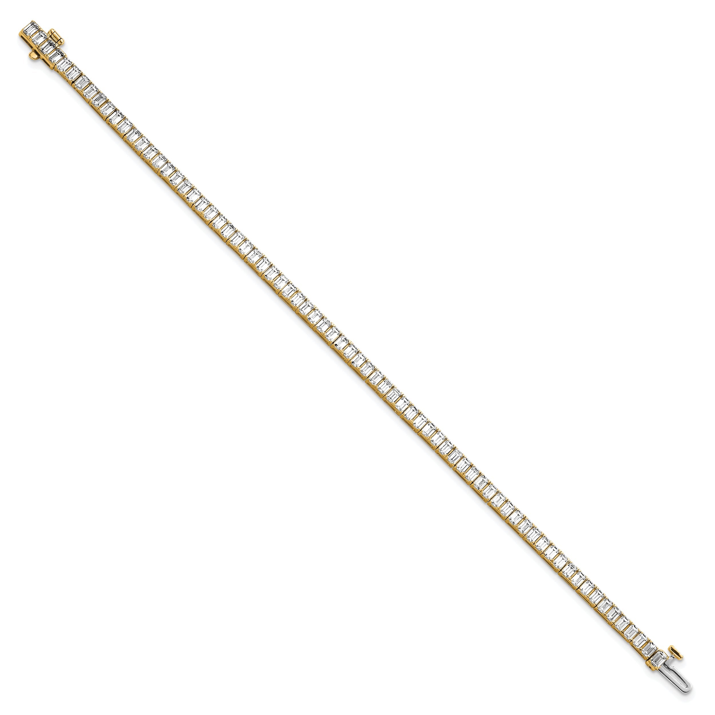 14K Yellow Gold 7 Carat Certified Lab Grown Diamond Vs/Si+ G+ Emerald Bezel Set Tennis Bracelet