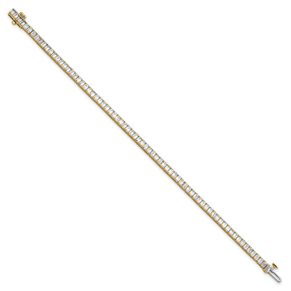 14K Yellow Gold 7 Carat Certified Lab Grown Diamond Vs/Si+ G+ Emerald Bezel Set Tennis Bracelet