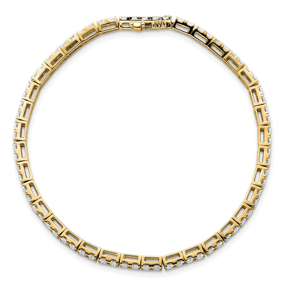 14K Yellow Gold 7 Carat Certified Lab Grown Diamond Vs/Si+ G+ Emerald Bezel Set Tennis Bracelet
