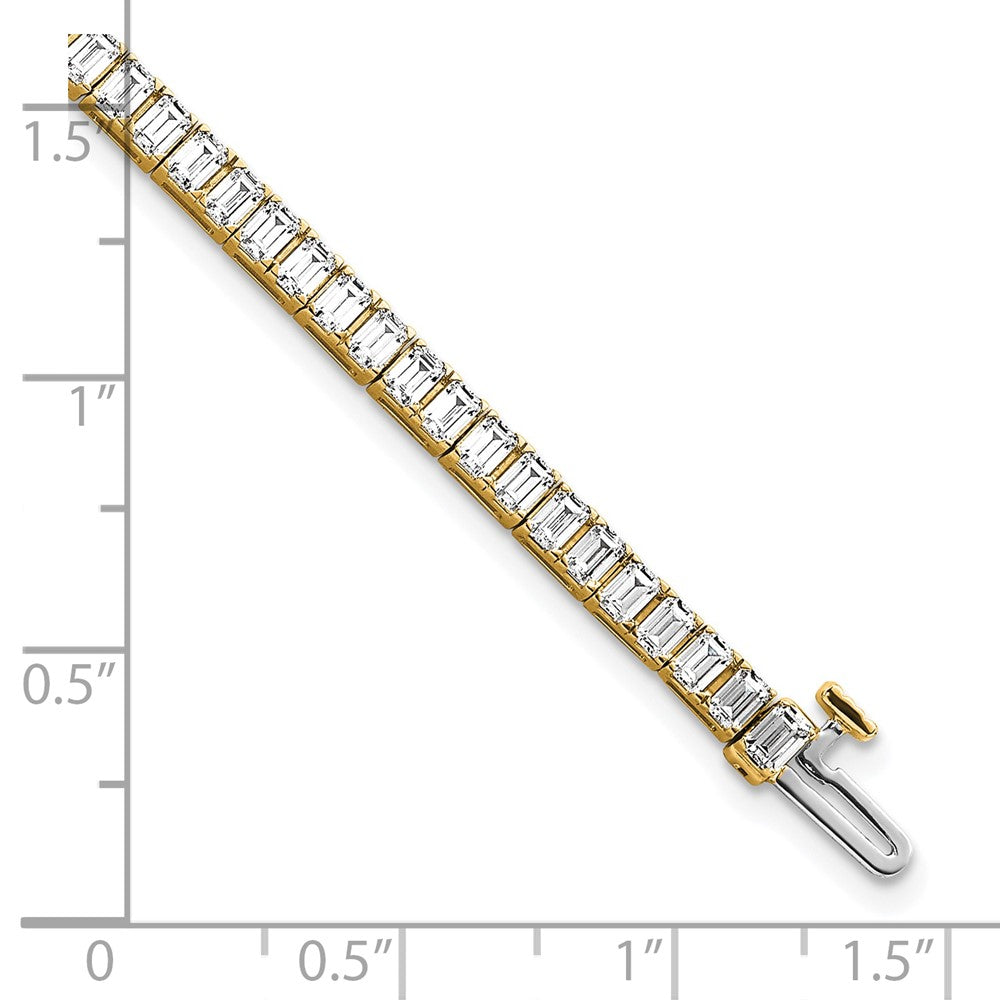 14K Yellow Gold 7 Carat Certified Lab Grown Diamond Vs/Si+ G+ Emerald Bezel Set Tennis Bracelet