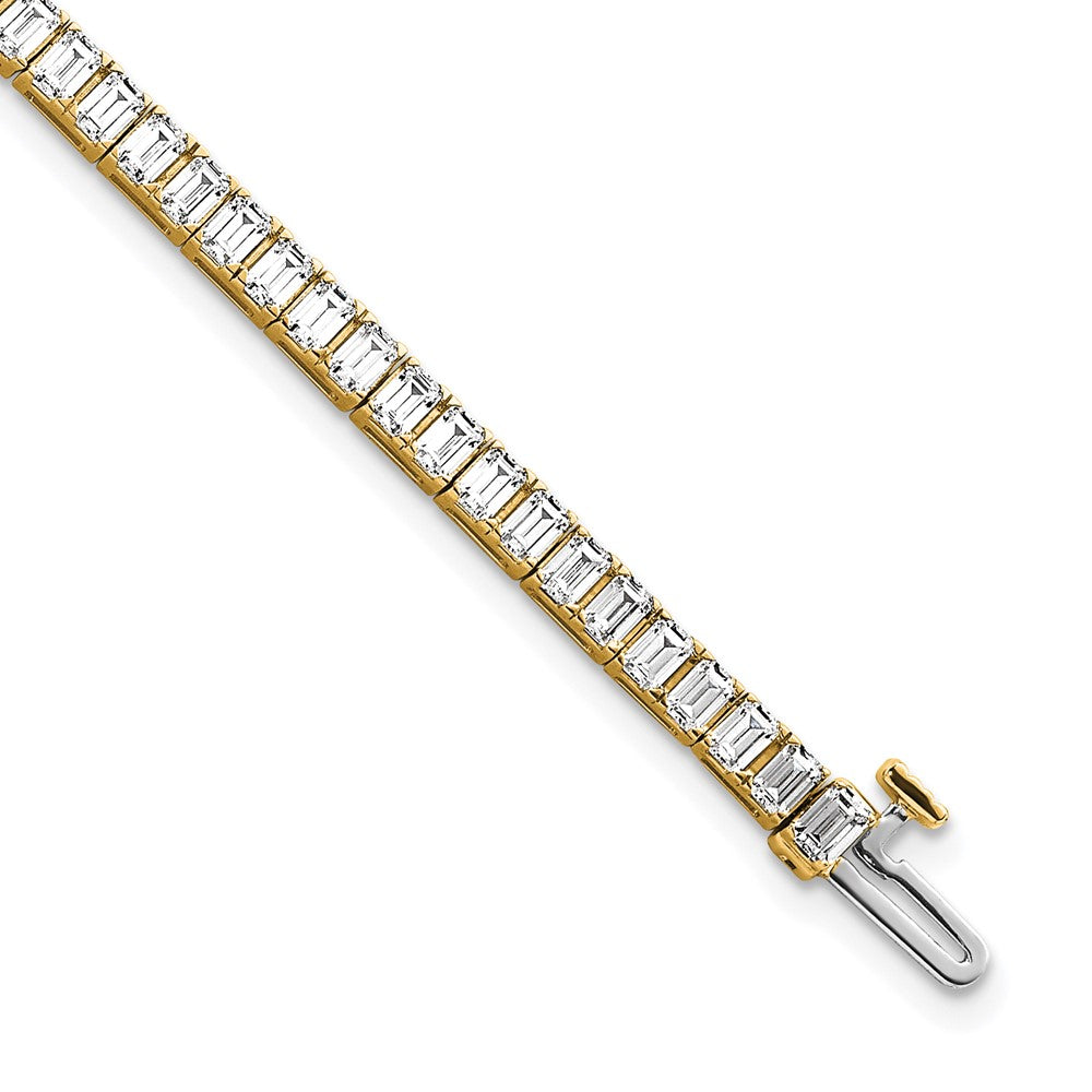 14K Yellow Gold 7 Carat Certified Lab Grown Diamond Vs/Si+ G+ Emerald Bezel Set Tennis Bracelet