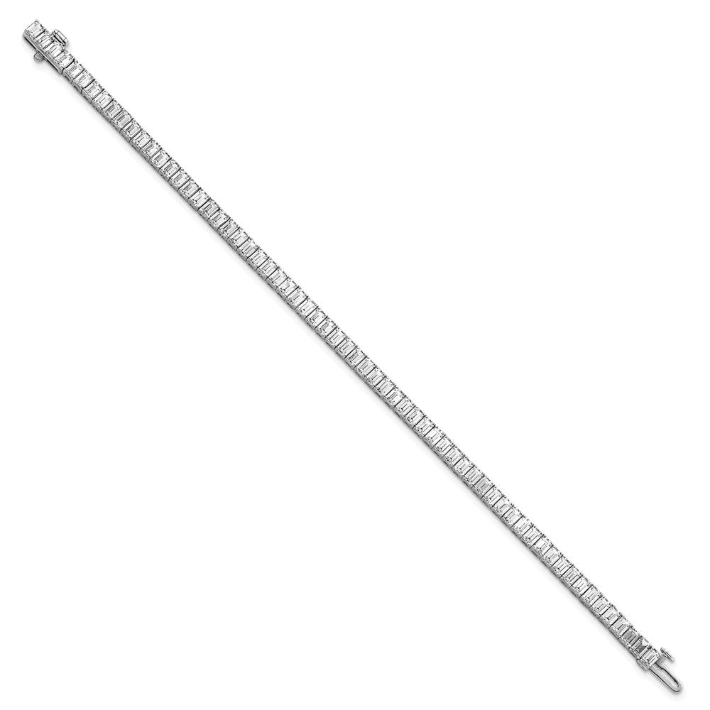 14K White Gold 10 Carat Certified Lab Grown Diamond Vs+ F+ Emerald Bezel Set Tennis Bracelet
