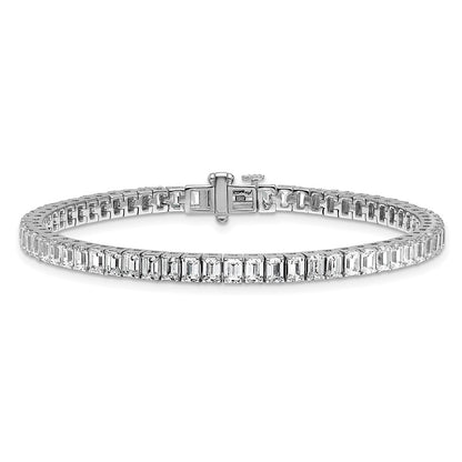 14K White Gold 10 Carat Certified Lab Grown Diamond Vs/Si+ G+ Emerald Bezel Set Tennis Bracelet
