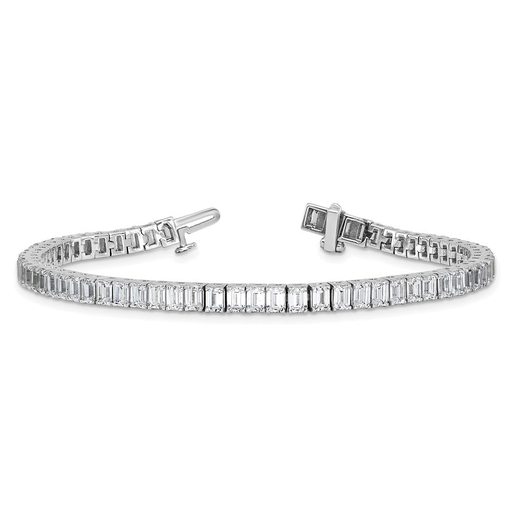 14K White Gold 10 Carat Certified Lab Grown Diamond Vs+ F+ Emerald Bezel Set Tennis Bracelet