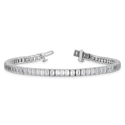 14K White Gold 10 Carat Certified Lab Grown Diamond Vs+ F+ Emerald Bezel Set Tennis Bracelet