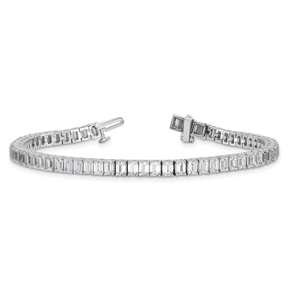 14K White Gold 10 Carat Certified Lab Grown Diamond Vs/Si+ G+ Emerald Bezel Set Tennis Bracelet
