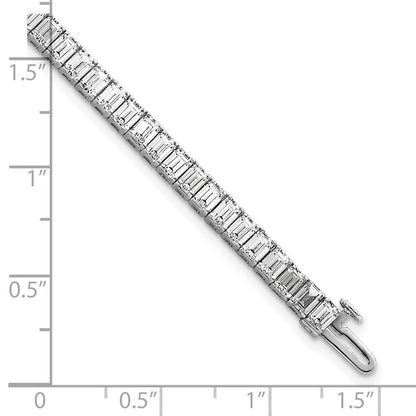 14K White Gold 10 Carat Lab Grown Diamond Vs/Si+ G+ Emerald Bezel Set Tennis Bracelet