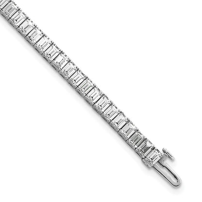 14K White Gold 10 Carat Certified Lab Grown Diamond Vs/Si+ G+ Emerald Bezel Set Tennis Bracelet