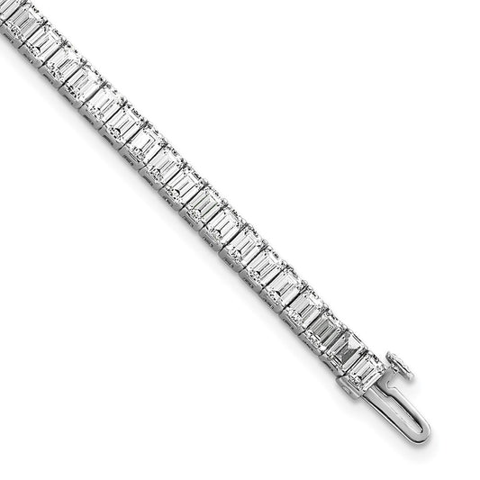 14K White Gold 10 Carat Lab Grown Diamond Vs/Si+ G+ Emerald Bezel Set Tennis Bracelet