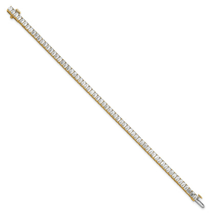 14K Yellow Gold 10 Carat Lab Grown Diamond Vs/Si+ G+ Emerald Bezel Set Tennis Bracelet