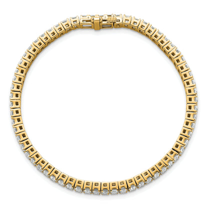 14K Yellow Gold 10 Carat Lab Grown Diamond Vs/Si+ G+ Emerald Bezel Set Tennis Bracelet