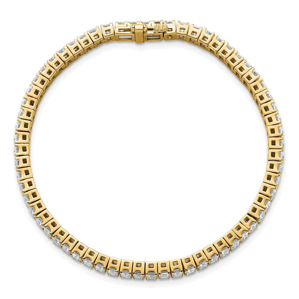 14K Yellow Gold 10 Carat Lab Grown Diamond Vs/Si+ G+ Emerald Bezel Set Tennis Bracelet