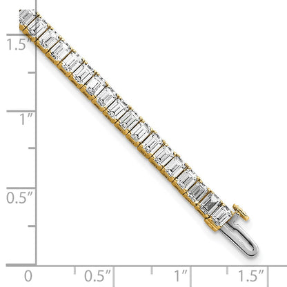 14K Yellow Gold 10 Carat Certified Lab Grown Diamond Vs+ F+ Emerald Bezel Set Tennis Bracelet